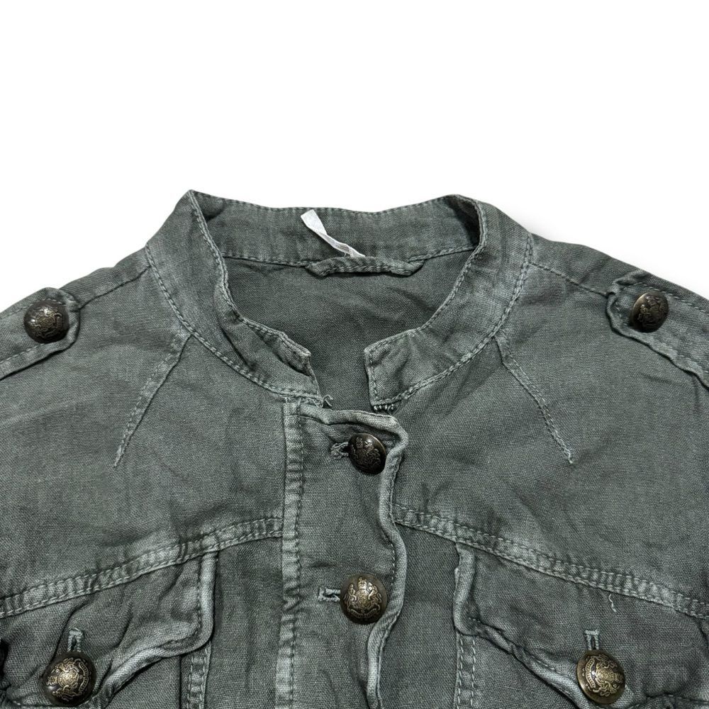 Free People Emilia Military Ruffle Jacket Bitter Olive Utility Coat Women’s S - Picture 6 of 9